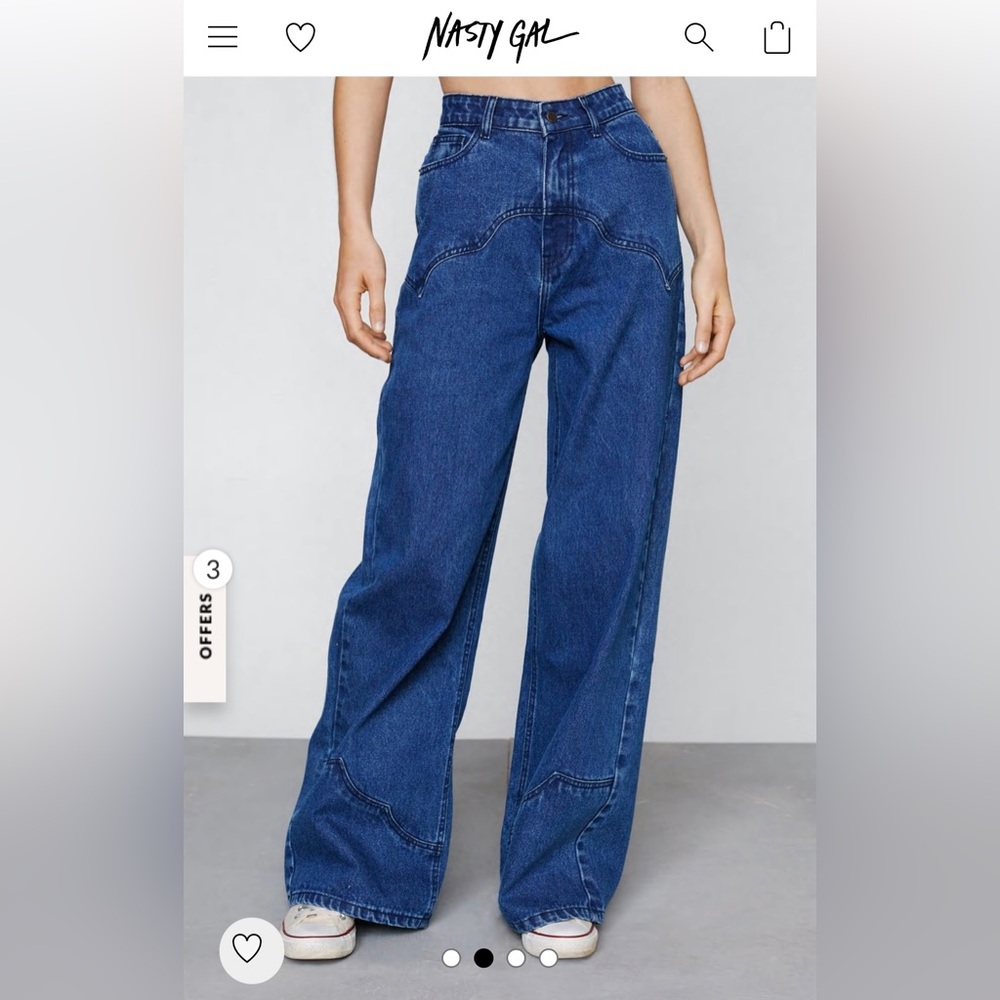 Nasty Gal Western Seam Detail Wide Leg Jeans